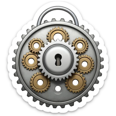 lock with internal gears. sticker
