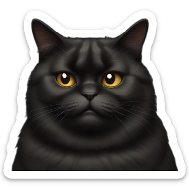 grumpy fat black cat sticker