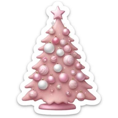 Pastel pink Christmas tree with pink and white ornaments  sticker