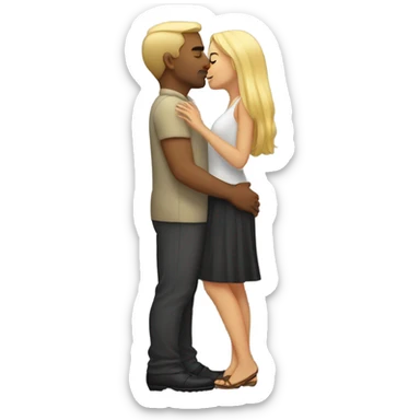 Blonde girl kissing tall Latino men sticker