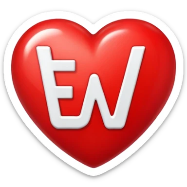A heart with the letter E and w sticker