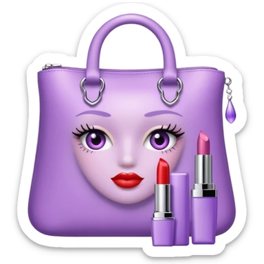 cosmetics (lipstick, perfume, mascara,..) in a lavender blink bag sticker