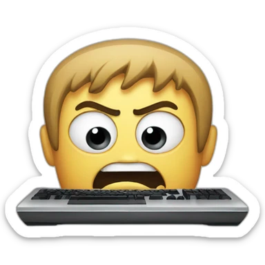 Angry computer gamer sticker