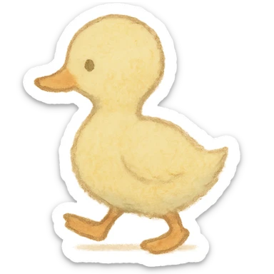 tiny duckling silhouette, Japanese pastel hand-drawn style, full object sticker
