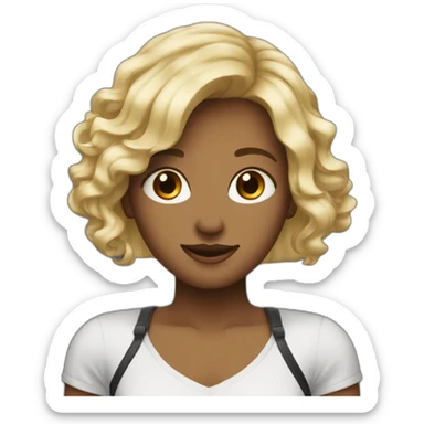 Home avec des cheveux noirs et deux petit endroit blond sur ses cheveux sticker