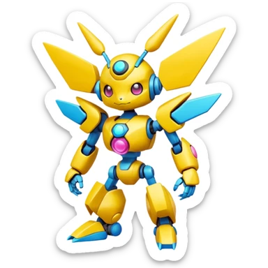 tiny cyber kawaii anime-styled Fakémon-Pokémon-Medabot full body sticker
