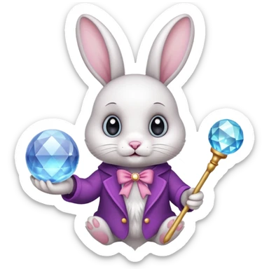 White bunny with wand and with crystal ball sticker
