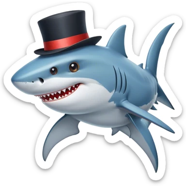 Shark with a top hat sticker
