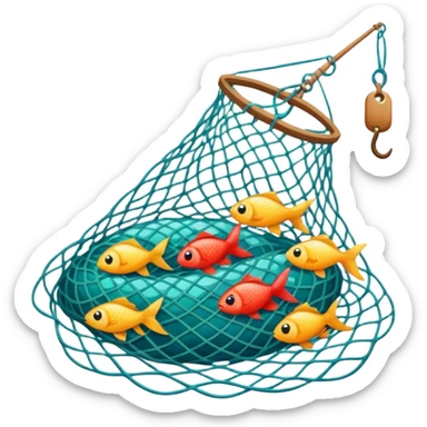 fishes stuck with fishing net sticker