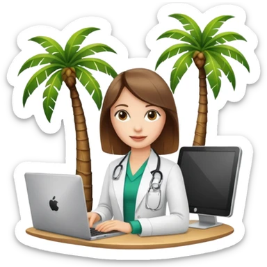 nutricionist with one computer palm tree  sticker