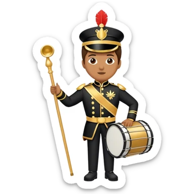 A full body marching band drum major in a black and gold uniform  sticker