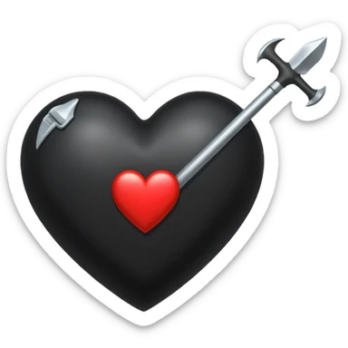 Corazón negro con una flecha sticker