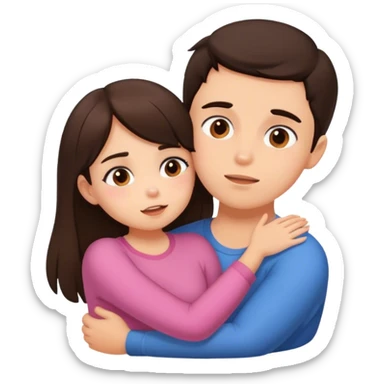 Brunette Boy squeezing a brunette girl’s cheeks cutely sticker