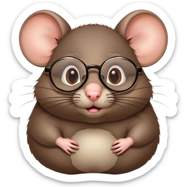 Rat with a big belly and glasses sticker