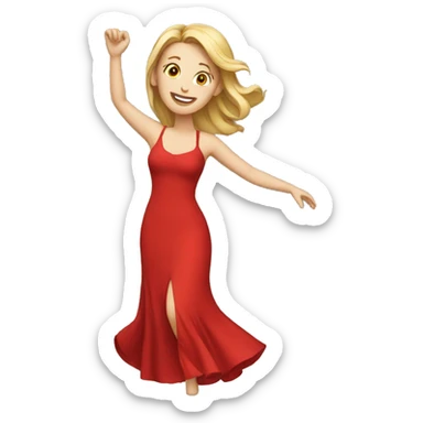 white woman red dress dancing sticker