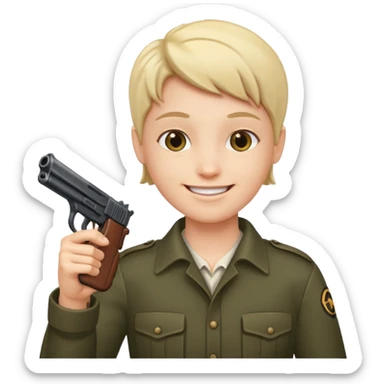 Make someone smiling and pointing a gun at you sticker