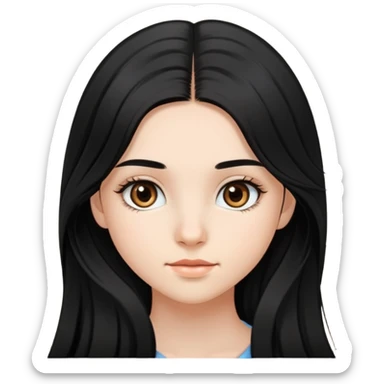 teen girl with long black hair and long natural brown eyelashes sticker