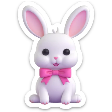 cutesy white bunny rabbit with a pink bow sticker