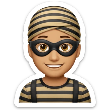 A theif robber emoji,Stripped shirt,eye mask. sticker