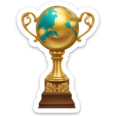 The world in the cup of huge golden trophy sticker