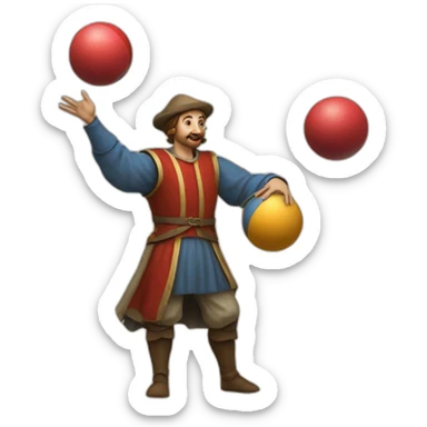 medieval juggler juggling 4 balls sticker