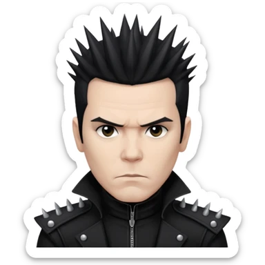 Richard Kruspe, serious look, spiky hair, black clothing sticker