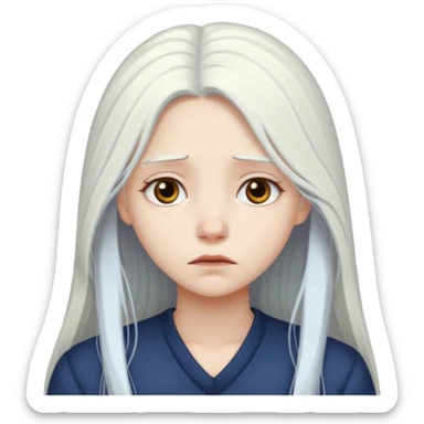 Pale girl with long white hair sad sticker