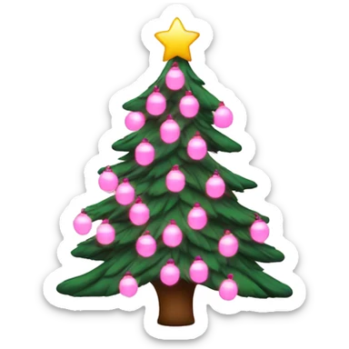 Pink Christmas lights around a Christmas tree sticker