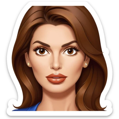 Cindy Crawford supermodel with beauty mark above her lip, brown hair sticker