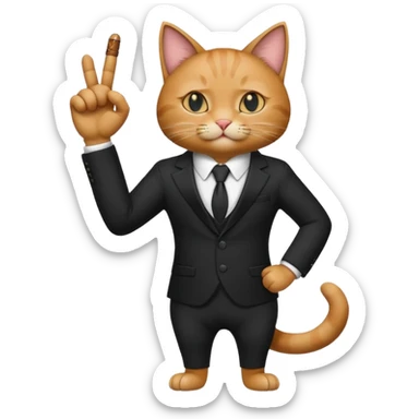 A cat in the black suite with a cigar in a paw with the other paw in the "classic" hand gesture with a "classic" face. sticker