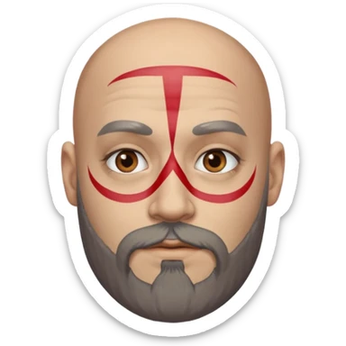 bald bearded man with face paint sticker