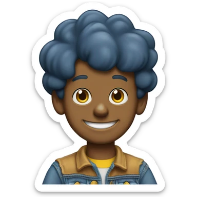 smiling boy in denim outfit. “The simpsons” like character  sticker