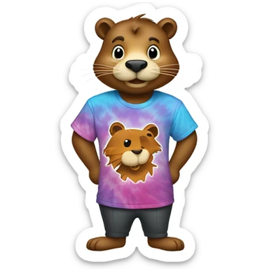 Tye-dye tshirt with a beaver on it sticker