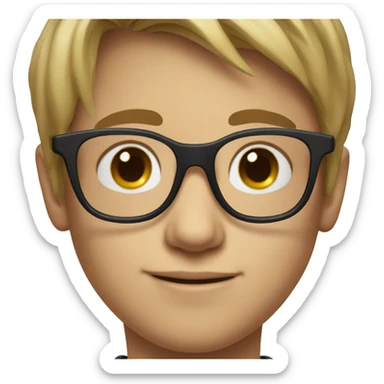 realistic portrait of boy with glasses sticker