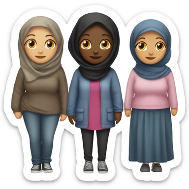 2 fat friends, one with hijab black girl, other with cruls girl  sticker