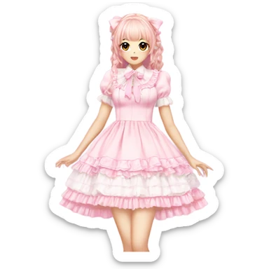  light pink lolita hime gyaru dress  sticker