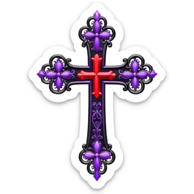 Gothic tall black and red and purple cross with white laces sticker