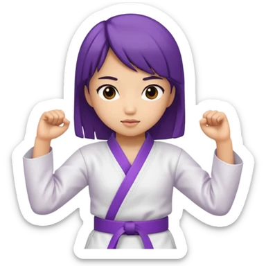 karate girl with violet belt sticker