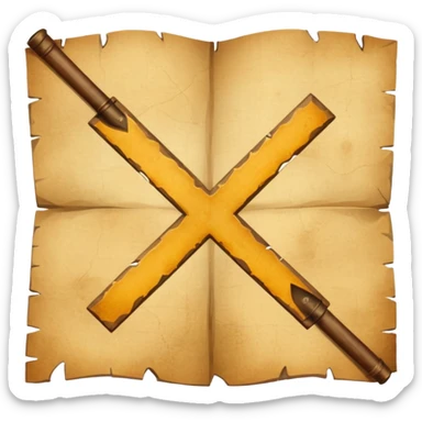 aged parchment map with X mark. sticker