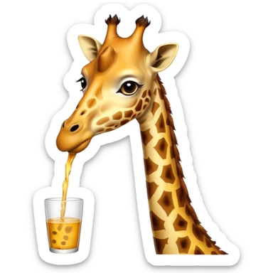 High resolution giraffe lean its neck to drink sticker