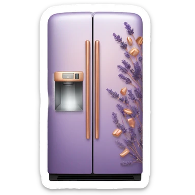 Realistic lavender and copper fridge decorated in rose gold and purple flower pattern. sticker