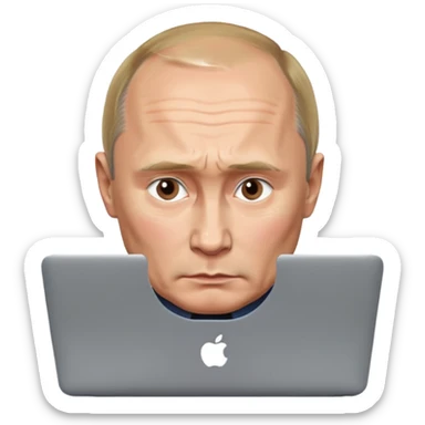 Putin with laptop sticker