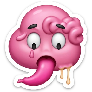A vomiting emoji with pink vomit sticker
