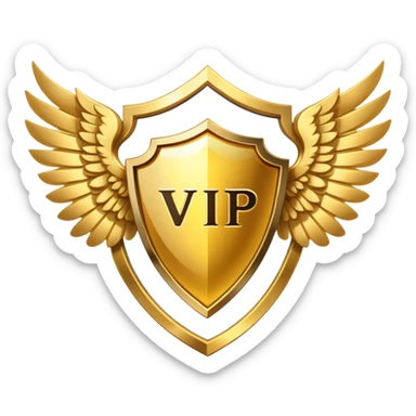 Gold shield with wings and VIP text in the center sticker