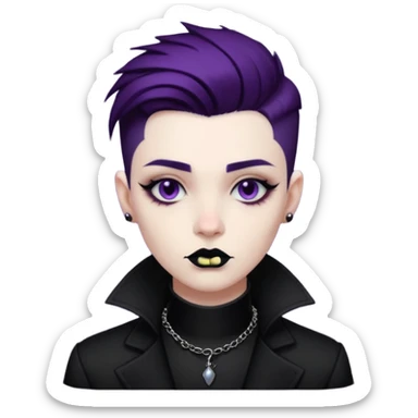 goth nonbinary person with cool masculine haircut sticker