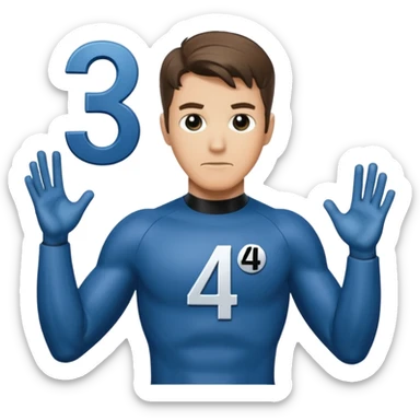 reed richards from fantastic four with the number 4 on chest sticker
