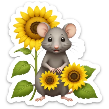 Starving rat next to a sunflower sticker