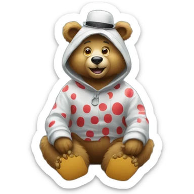 bear at car wash station like a clown sticker