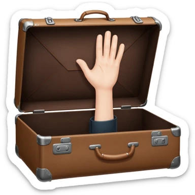 Suitcase with a hand sticking out sticker