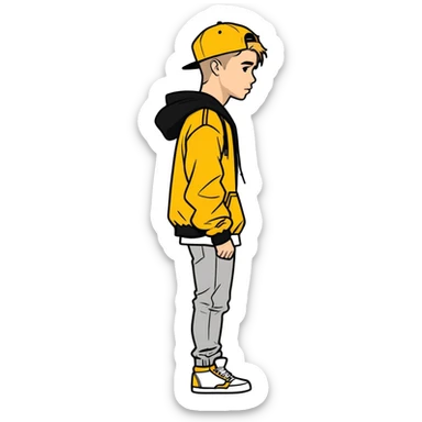 2022  Justin bieber,  canadian singer & musician , hyperrealistic, mirco-detailed, vivid, bold colors, flat layout, side view sticker design
 Must be 8k hd, 8000x8000px resolution. Must use very thin transparent smooth lines sticker